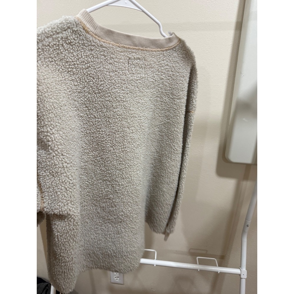 American Eagle Cozy Teddy Sherpa Sweatshirt Women's Large Creamy Beige - Picture 3 of 3